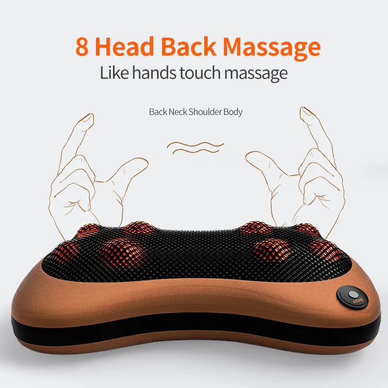 Head Massager Car Home Cervical Shiatsu Massage Neck Back Waist Body Electric Multifunctional Massage Pillow Cushion Prime deals