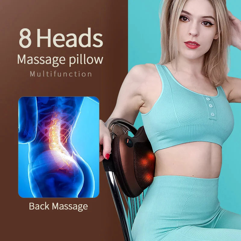 Head Massager Car Home Cervical Shiatsu Massage Neck Back Waist Body Electric Multifunctional Massage Pillow Cushion Prime deals