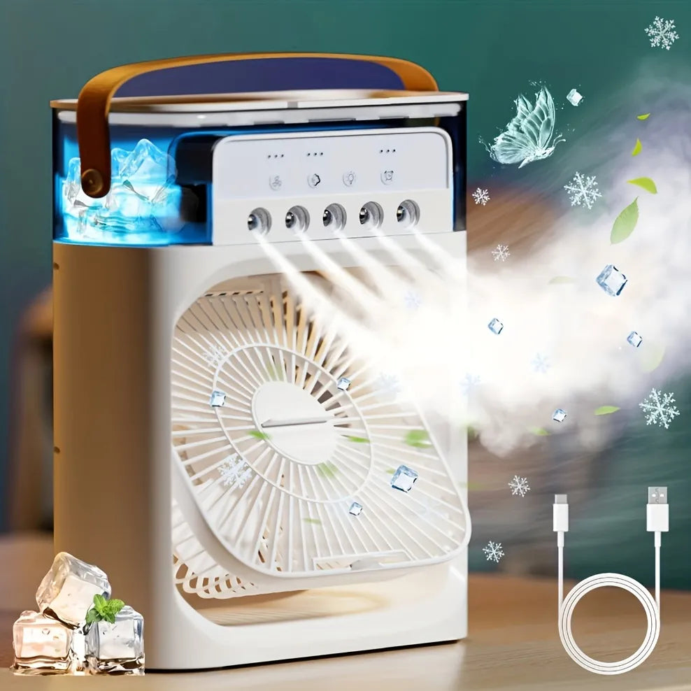 (FREE HOME DELIVERY) Portable Air Conditioner Fan With 3 Wind Speeds, Humidifier With LED Night Light Water Mist Fans Prime deals